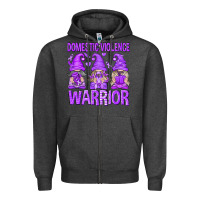 Charcoal Heather Domestic Violence Warrior Gnomes Zipper Hoodie - texasbilliewilder