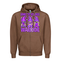 Chestnut Domestic Violence Warrior Gnomes Zipper Hoodie - texasbilliewilder