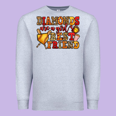 Diamonds Are A Girl's Best Friend Softball Premium Sweatshirt Designed By Jasminsmagicworld