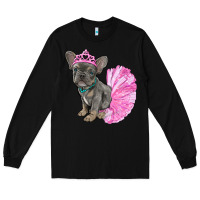 Black Balerina French Bulldog With Tutu Long Sleeve Tee - RanaPortraitStore