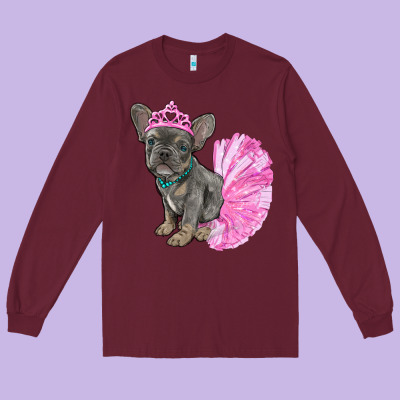 Long Sleeve Tee Balerina French Bulldog With Tutu