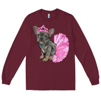 Burgundy Balerina French Bulldog With Tutu Long Sleeve Tee - RanaPortraitStore