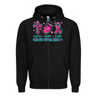 Black Faith Hope Cure Breast Cancer Awareness Zipper Hoodie - texasbilliewilder