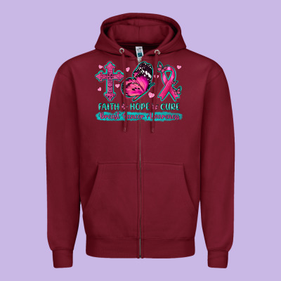 Faith Hope Cure Breast Cancer Awareness Zipper Hoodie Designed By Texasbilliewilder