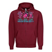 Burgundy Faith Hope Cure Breast Cancer Awareness Zipper Hoodie - texasbilliewilder