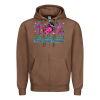 Chestnut Faith Hope Cure Breast Cancer Awareness Zipper Hoodie - texasbilliewilder