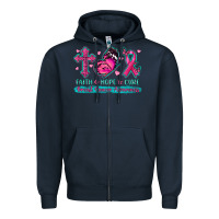 Navy Faith Hope Cure Breast Cancer Awareness Zipper Hoodie - texasbilliewilder