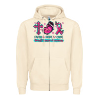 Sandshell Faith Hope Cure Breast Cancer Awareness Zipper Hoodie - texasbilliewilder