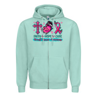 Seafoam Faith Hope Cure Breast Cancer Awareness Zipper Hoodie - texasbilliewilder