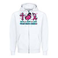 White Faith Hope Cure Breast Cancer Awareness Zipper Hoodie - texasbilliewilder