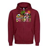 Burgundy hello summer cow Zipper Hoodie - Zillion Design Studio