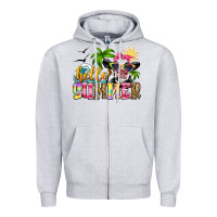 Heather Grey hello summer cow Zipper Hoodie - Zillion Design Studio