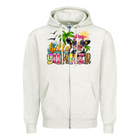 Oatmeal Heather hello summer cow Zipper Hoodie - Zillion Design Studio