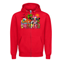 Red hello summer cow Zipper Hoodie - Zillion Design Studio