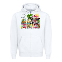 White hello summer cow Zipper Hoodie - Zillion Design Studio