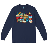 Navy teacher coffee cups Long Sleeve Tee - Zillion Design Studio