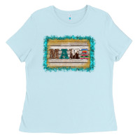 Baby Blue western turquoise's mama background Ladies Tee - BarkalooDesign