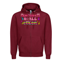 Burgundy Fight Cancer In All Color Zipper Hoodie - texasbilliewilder