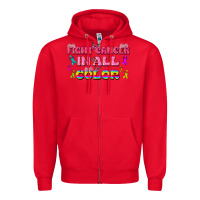 Red Fight Cancer In All Color Zipper Hoodie - texasbilliewilder