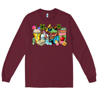 Burgundy summer teacher coffee cups Long Sleeve Tee - Zillion Design Studio