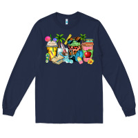 Navy summer teacher coffee cups Long Sleeve Tee - Zillion Design Studio
