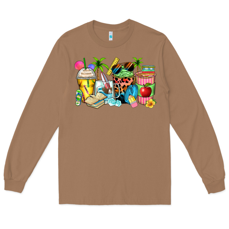Summer Teacher Coffee Cups Long Sleeve Tee by Zillion Design Studio | Teevron