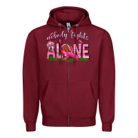 Burgundy Football Nobody Fights Alone Zipper Hoodie - texasbilliewilder