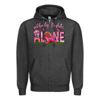 Charcoal Heather Football Nobody Fights Alone Zipper Hoodie - texasbilliewilder