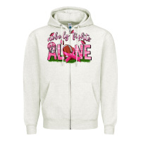 Oatmeal Heather Football Nobody Fights Alone Zipper Hoodie - texasbilliewilder