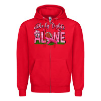 Red Football Nobody Fights Alone Zipper Hoodie - texasbilliewilder