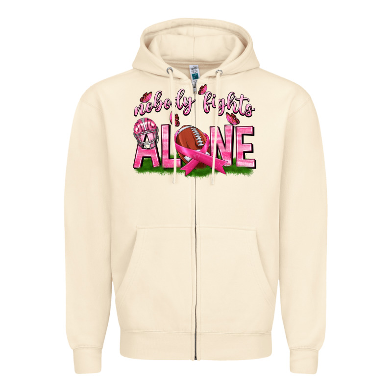 Football Nobody Fights Alone Zipper Hoodie by texasbilliewilder | Teevron