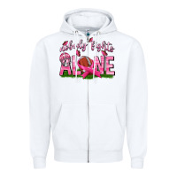 White Football Nobody Fights Alone Zipper Hoodie - texasbilliewilder
