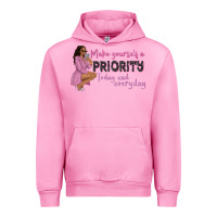 Fuchsia Pink make yourself a priority today and everyday afro w Urban Hoodie - NancyCooperArtShop