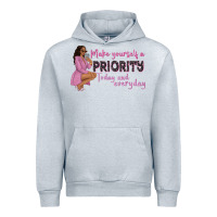 Heather Grey make yourself a priority today and everyday afro w Urban Hoodie - NancyCooperArtShop