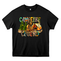 Black Campfire Legend Heavy Core Tee - CowhideDigitalArt