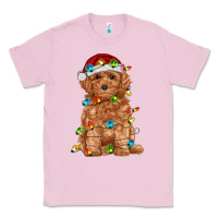 Bubblegum Pink toy poodle with christmas lights Classic Tee - RanaPortraitStore