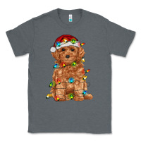 Charcoal Heather toy poodle with christmas lights Classic Tee - RanaPortraitStore