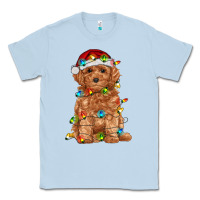 Dusty Blue toy poodle with christmas lights Classic Tee - RanaPortraitStore