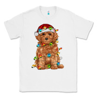 White toy poodle with christmas lights Classic Tee - RanaPortraitStore