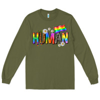 Army Green human with daisies Long Sleeve Tee - texasbilliewilder