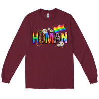 Burgundy human with daisies Long Sleeve Tee - texasbilliewilder