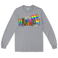 Heather Grey human with daisies Long Sleeve Tee - texasbilliewilder