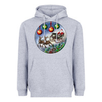 Heather Grey santa claus with deer christmas ornament Heavyweight Hoodie - BundleAndBundleShop