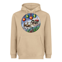 Santa Claus With Deer Christmas Ornament Heavyweight Hoodie | Teevron