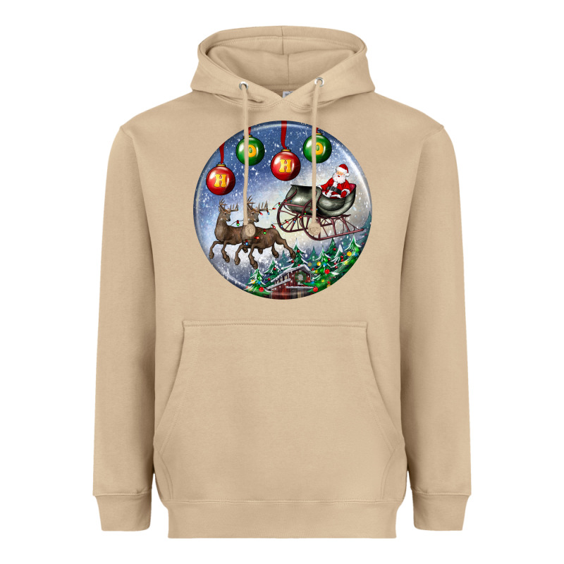 Santa Claus With Deer Christmas Ornament Heavyweight Hoodie by BundleAndBundleShop | Teevron