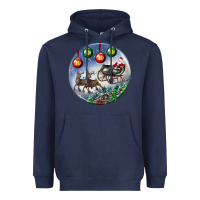 Navy santa claus with deer christmas ornament Heavyweight Hoodie - BundleAndBundleShop