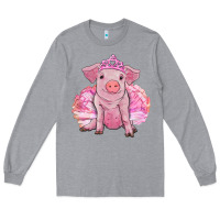 Heather Grey Balerina pig with tutu Long Sleeve Tee - RanaPortraitStore