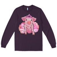 Plum Balerina pig with tutu Long Sleeve Tee - RanaPortraitStore
