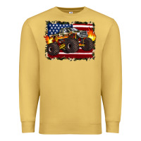 Antique Gold american flag monster truck Premium Sweatshirt - Artiststas