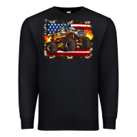 Black american flag monster truck Premium Sweatshirt - Artiststas